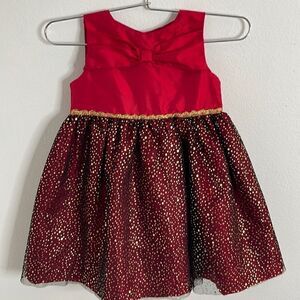 Penelope Mack Ltd. Fancy toddler dress.  Gold polka dots and trim.  Size 3T.
